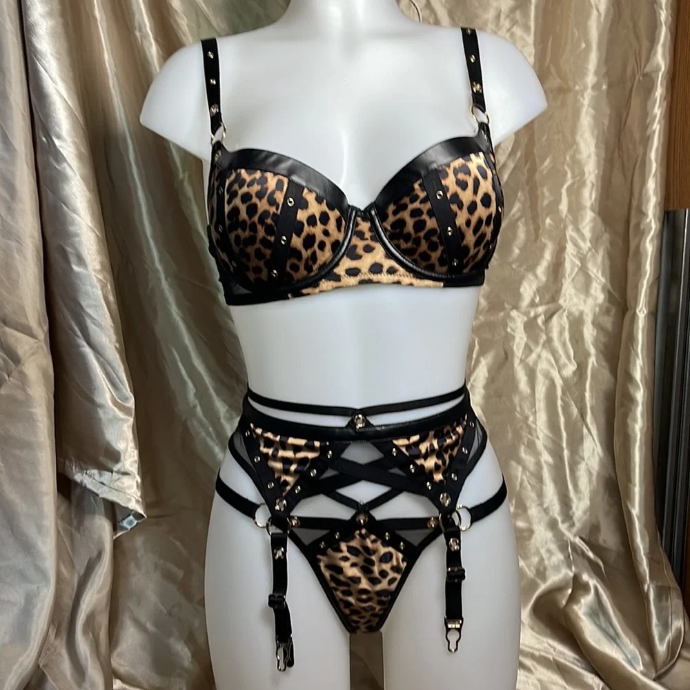 Honey Birdette 3 PC Betty Leopard Set - Picture 1 of 8